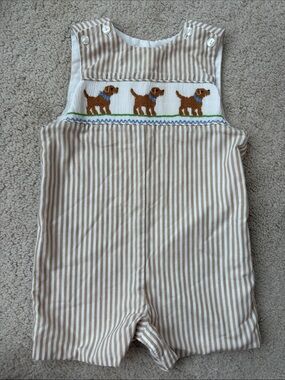 Smocked Puppy Stripe Jon Jon